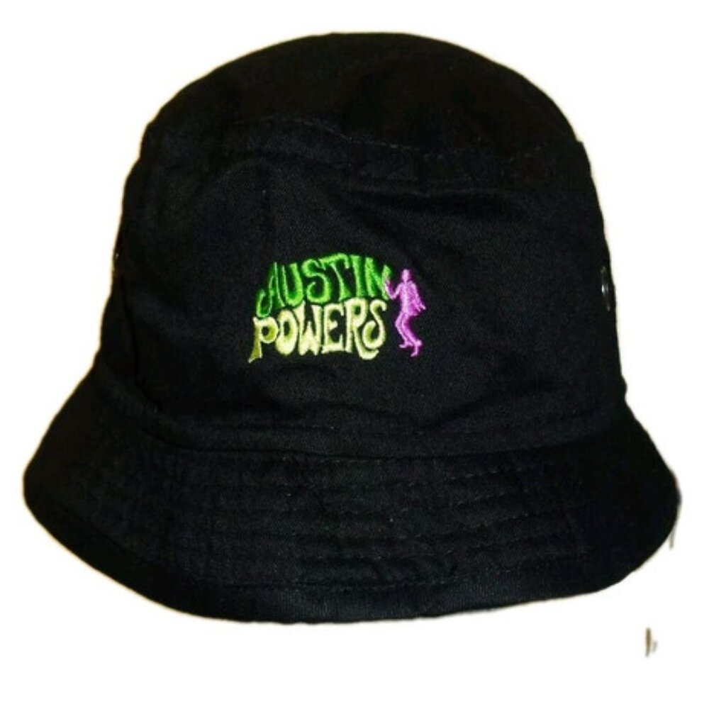 Austin Powers Movie Vintage 90s Mens Black Bucket hat cap New Tags